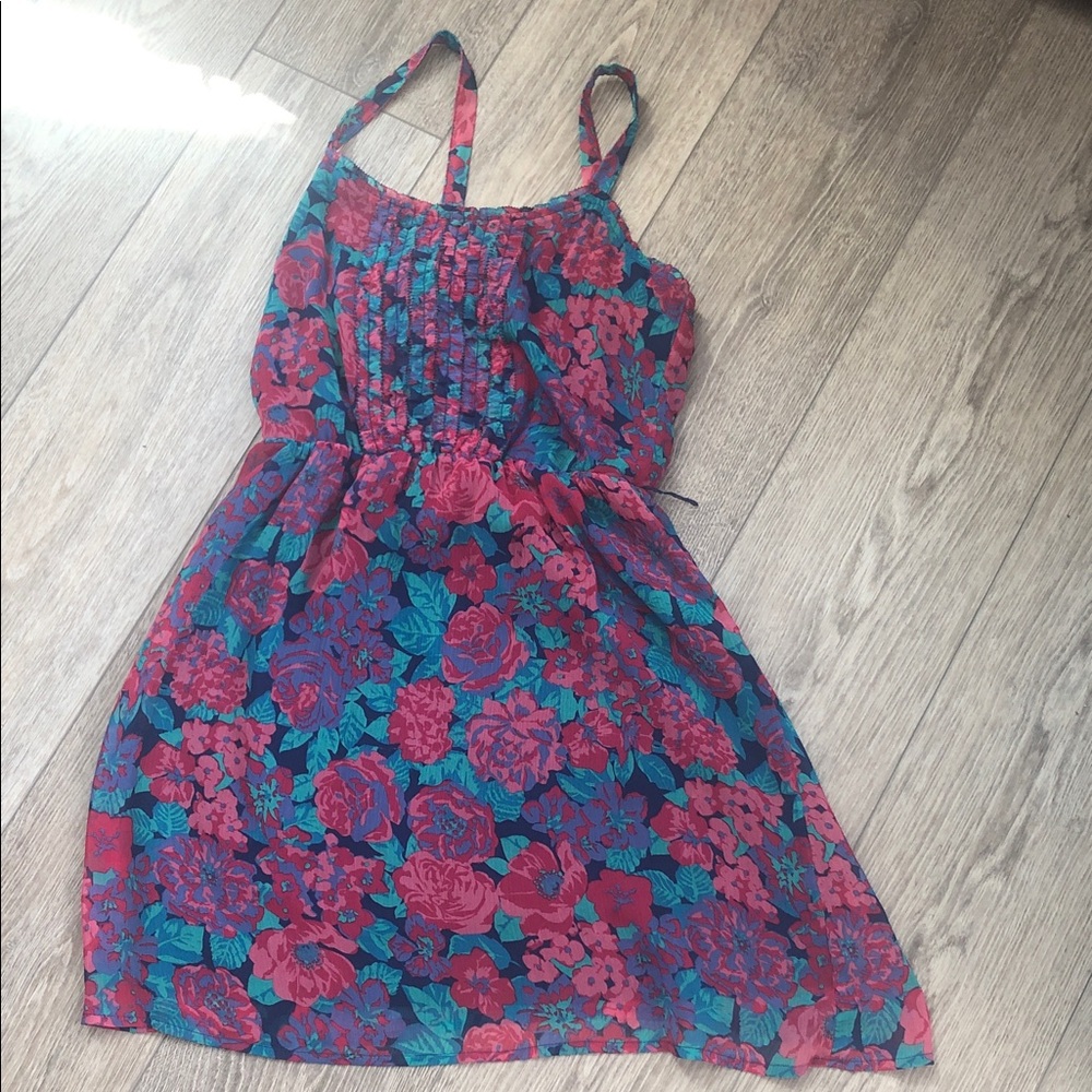 GAP Floral Mini Dress in Teal and Magenta